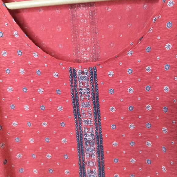 Lucky Brand Tee Shirt Boho Floral Linen Blend - Picture 5 of 10